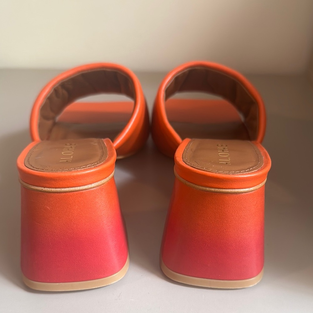 ALOHAS Women's Orange and Pink Mules New - Picture 3 of 4